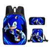 Sonic Elementary School Student Schoolbag Three-piece Set Anime Cartoon Backpack Shoulder Bag Pencil Case 37-NMAOV