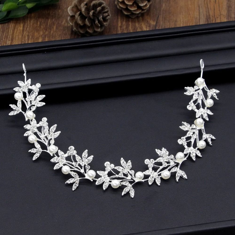Crystal Crystal Pearl Hair Vine Shiny Wedding Headband Baroque Queen Crown  Women Hair Accessories