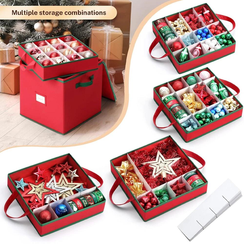 Christmas Tree Ornament Storage Box, a Storage Box With Dividers for Christmas Decorations, Can Hold Up to 64 Holiday