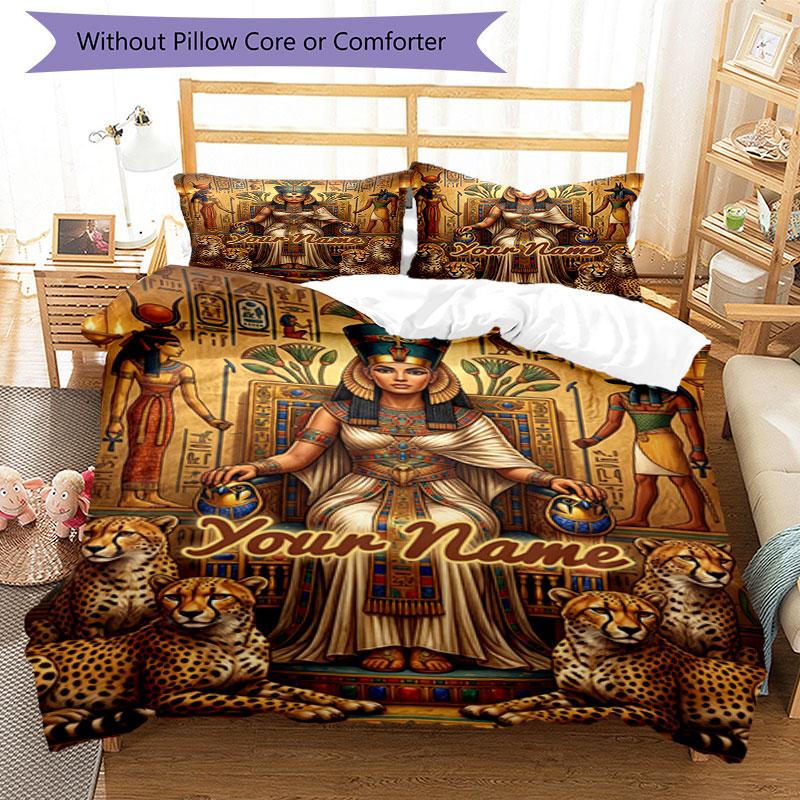 3PC Custom Name Egyptian Queen's Majesty Bedding Set Duvet Cover Closure Includes 1 Duvet Cover & 2 Pillowcases for Bedroom