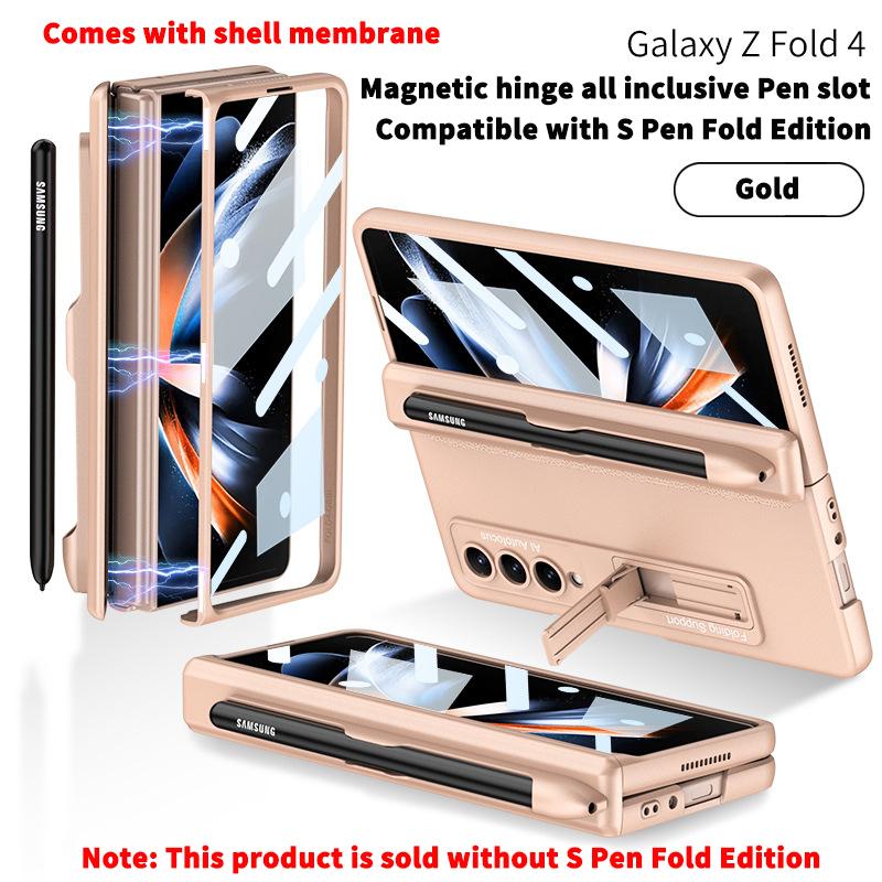 Для Samsung Galaxy Z Fold 5 4 3 5G чехол с магнитной петлей и держателем для ручек, стеклянная пленка на передний экран для Z Fold4 Fold5