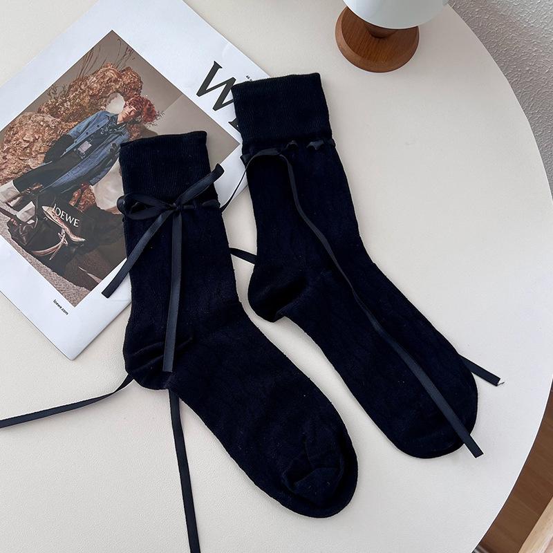 Japanese Jk Mary Jane Lace Hollow Lace Bowknot Pile Socks
