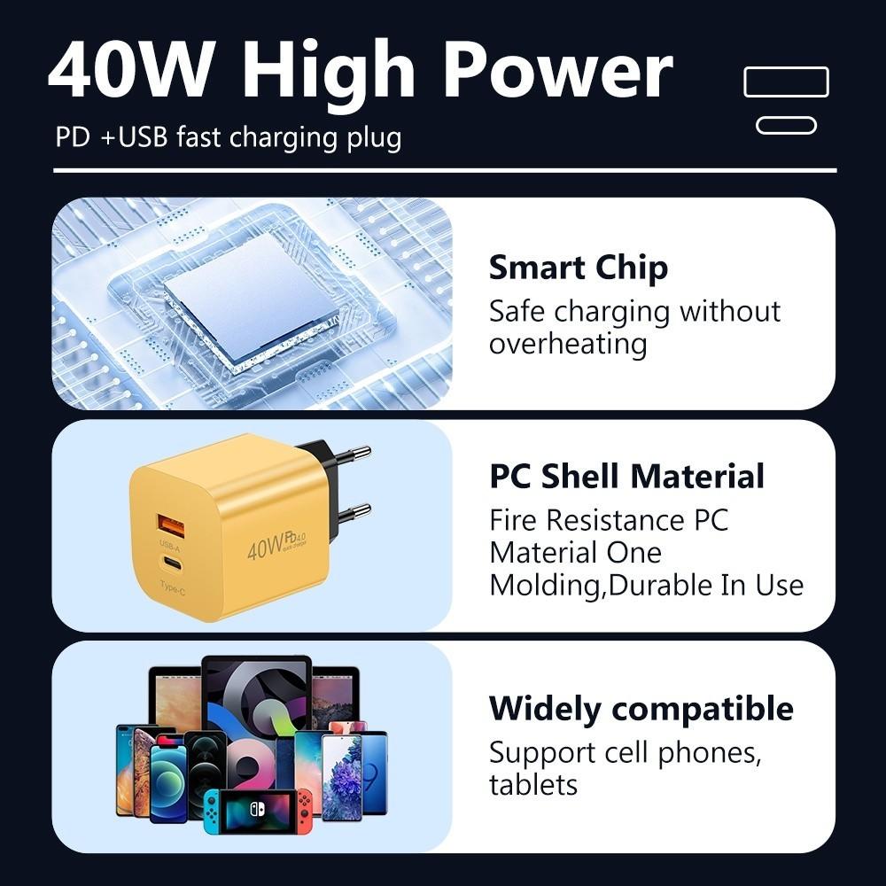 40 Вт быстрая зарядка USB-адаптер для зарядного устройства PD Quick Charge 3.0 настенное зарядное устройство для мобильного телефона PD с вилкой европейского/американского стандарта