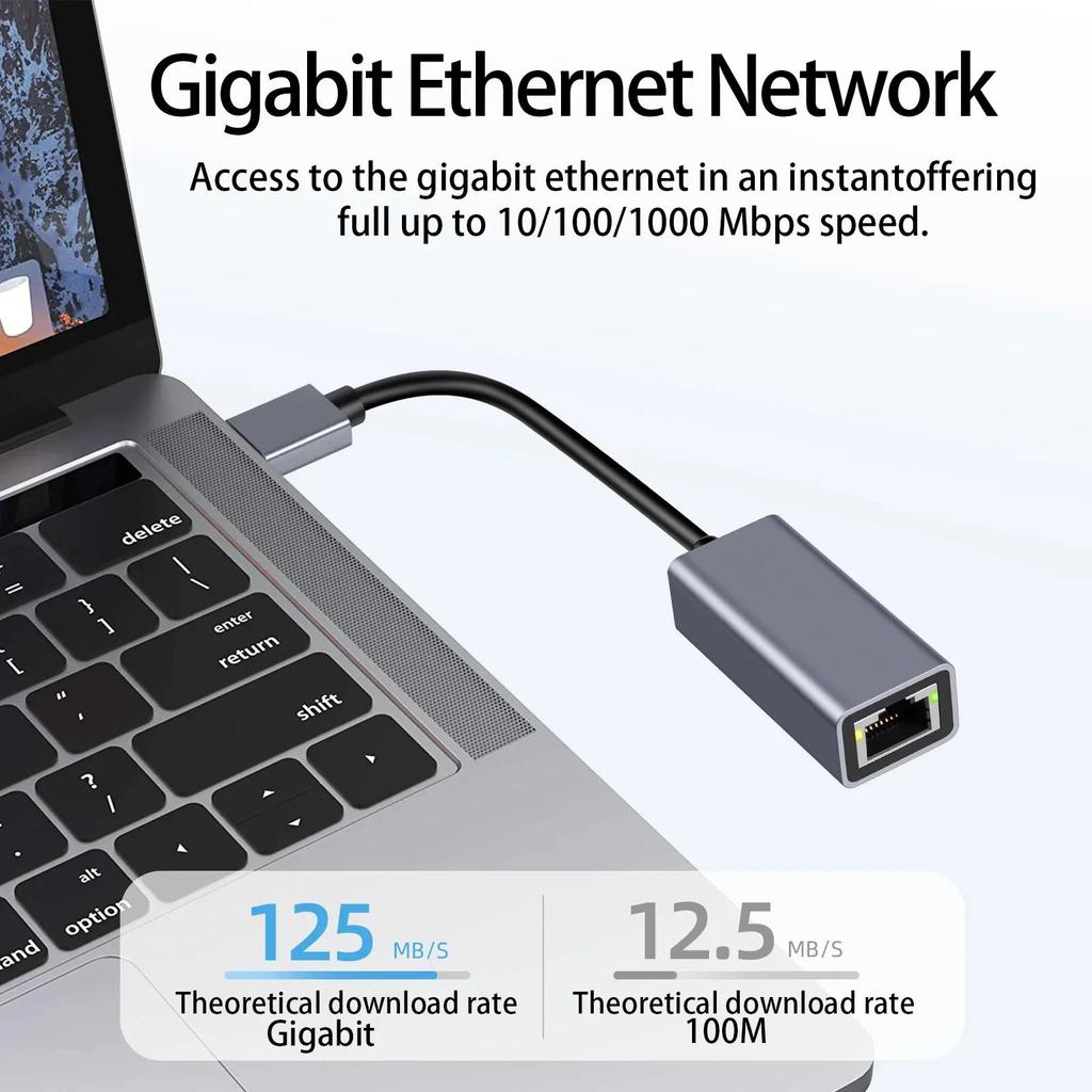 USB-адаптер Ethernet типа C, 1000 Мбит/с, USB 3.0, сетевая карта RJ45 для MacBook, ПК, Windows XP 7, 8, 10, Android, USB-кабель локальной сети Интернет