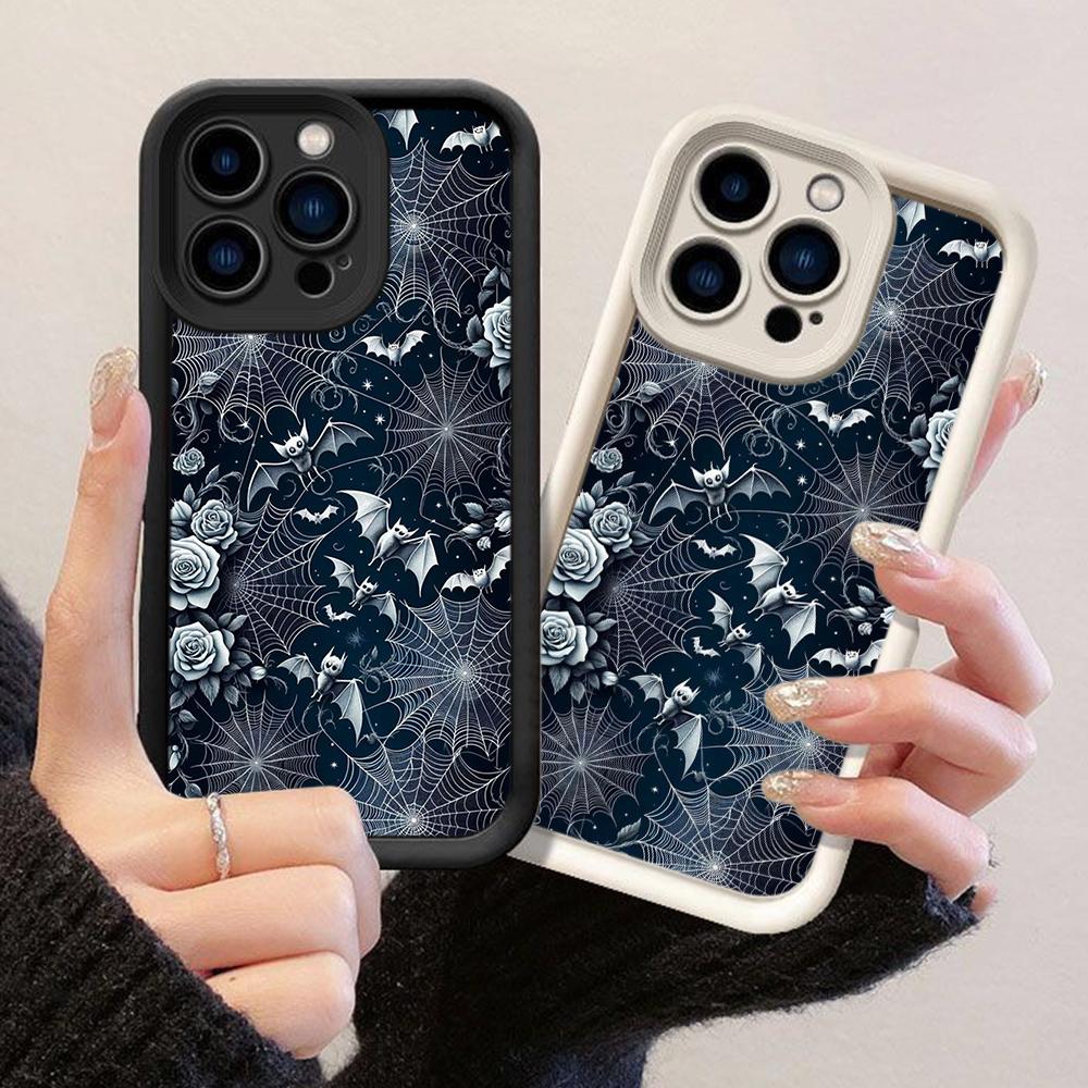 JT92 Черная Паутина Хэллоуин для iPhone 17 16 15 14 Pro Max Samsung S26 S25 S24 Ultra A17 A16 A07 A56 A06 Xiaomi 15T Redmi 14C 15c Мягкий Чехол из ТПУ