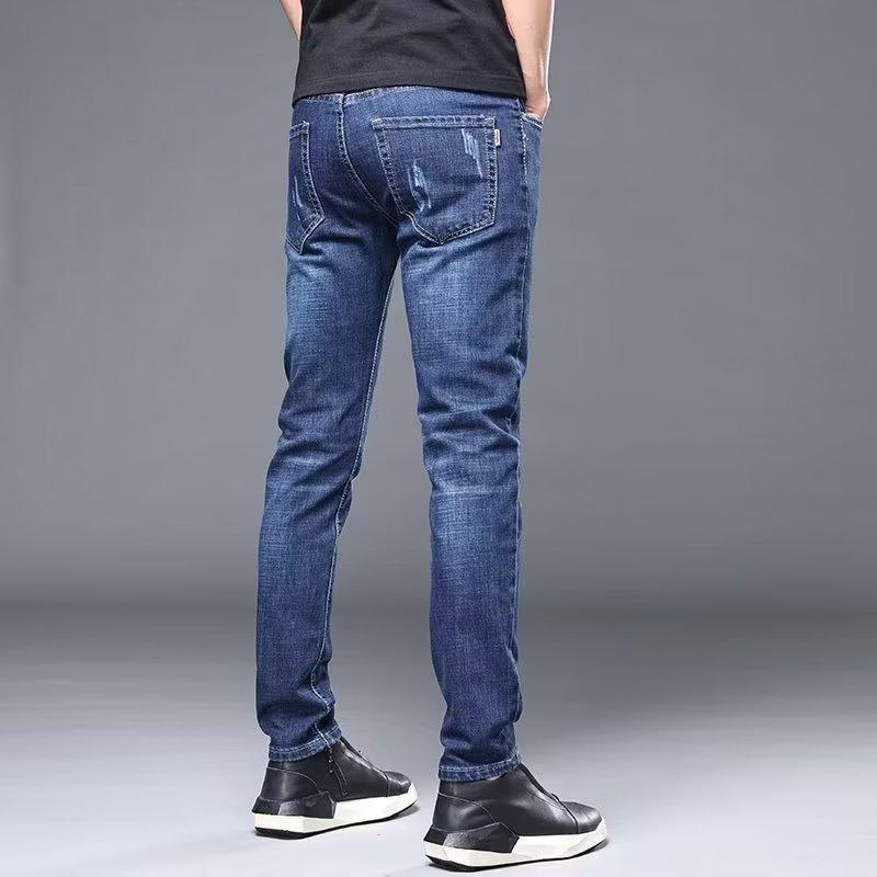 Джинсы мужские летние эластичные универсальные облегающие брюки деловые повседневные универсальные длинные брюки облегающие прямые брюки мужские