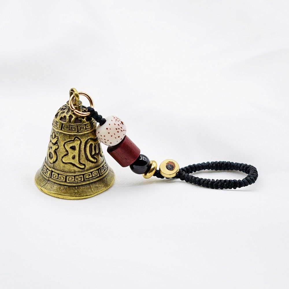 Woven Lanyard Keyring Vintage Chinese Style Six-word Mantra Bell Keychains Tibetan Buddhism