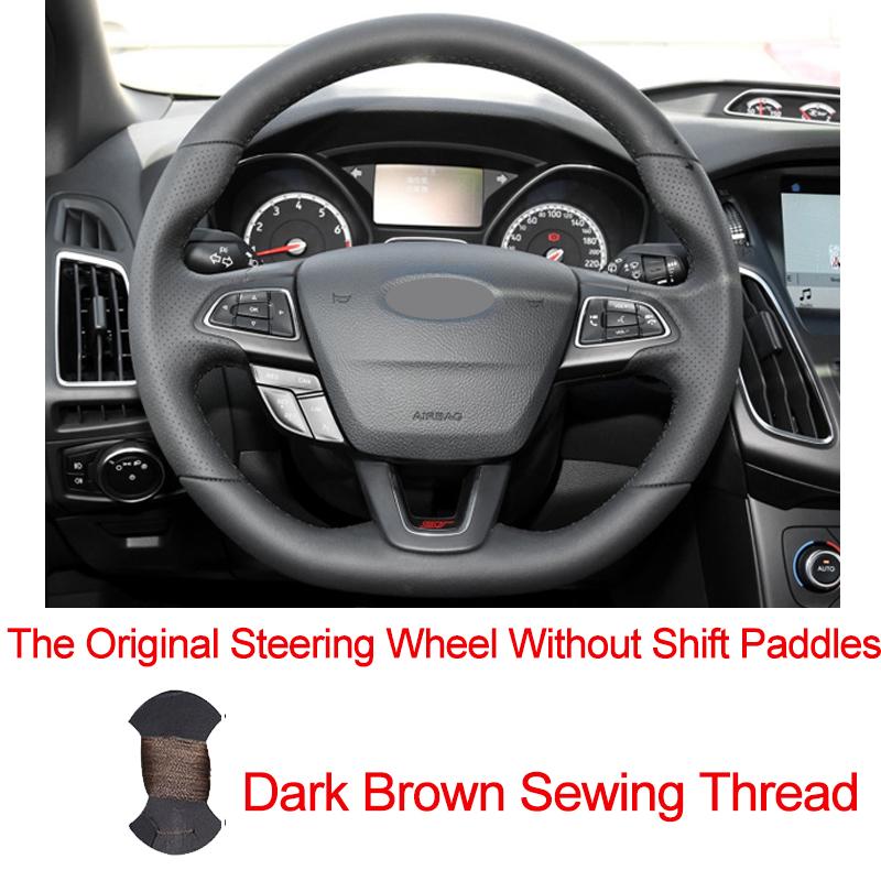 Hand Sewing Car Steering Wheel Cover Wrap For Ford Focus (RS | ST | ST-Line) 2015-2018 Kuga (ST-Line) Ecosport (ST-Line)