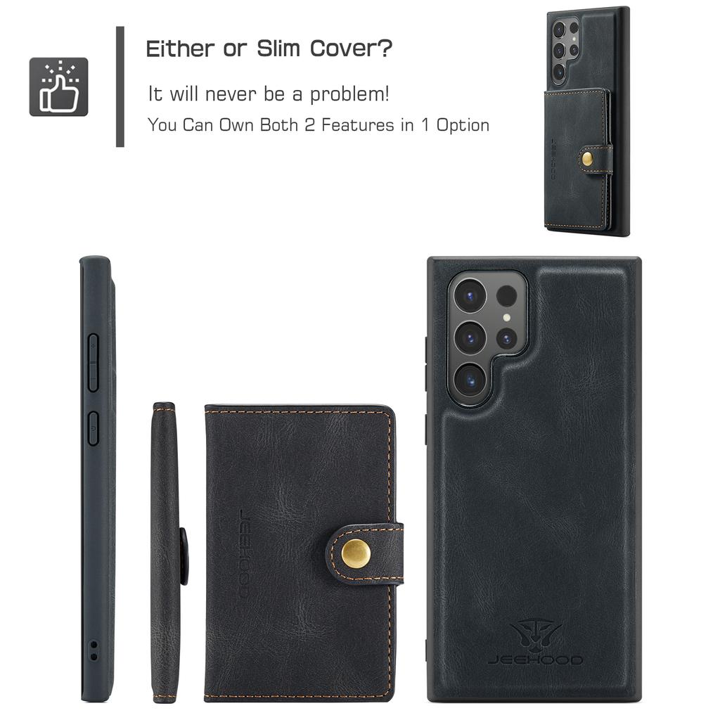 For Samsung Galaxy S24 Ultra Case Kickstand Phone Cover Detachable Card Bag