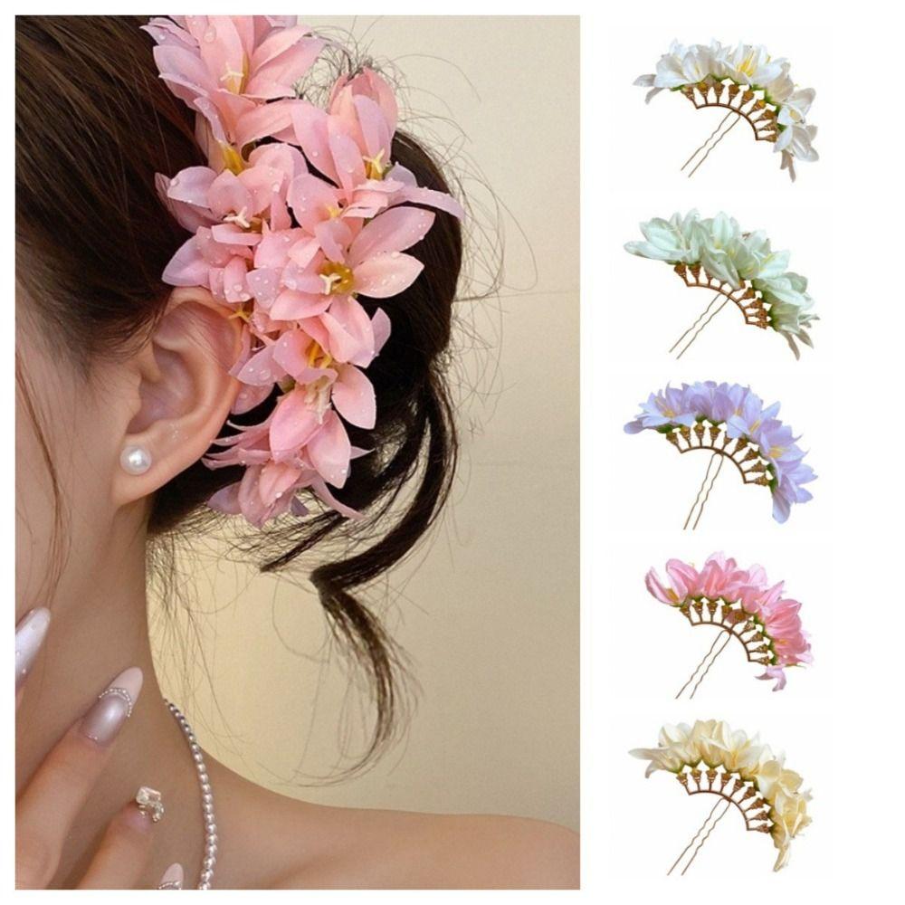 Large Chinese Style Side Clip Fairy Thai Hair Fork Headwear Bride Hair Accessories  Bridesmaid