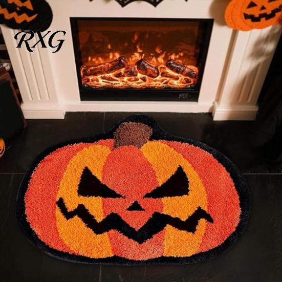 Absorbent Floor Mat for Home Halloween Bath Mat, Non-Slip Fluffy Ghost Rug, Gothic Pumpkin Water-absorbent Entryway Rug Bathroom Washable Area