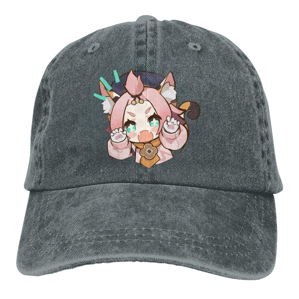 Чистые цветные шапки для папы, женская шляпа в стиле чиби Diona, бейсболка с солнцезащитным козырьком, фуражка Genshin Impact Game Paimon
