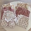 Heart Print Home Suit Loose Cotton Casual Sleepwear  Pajamas Set Trousers Harajuku Home Clothes Kawaii Single Breasted Top