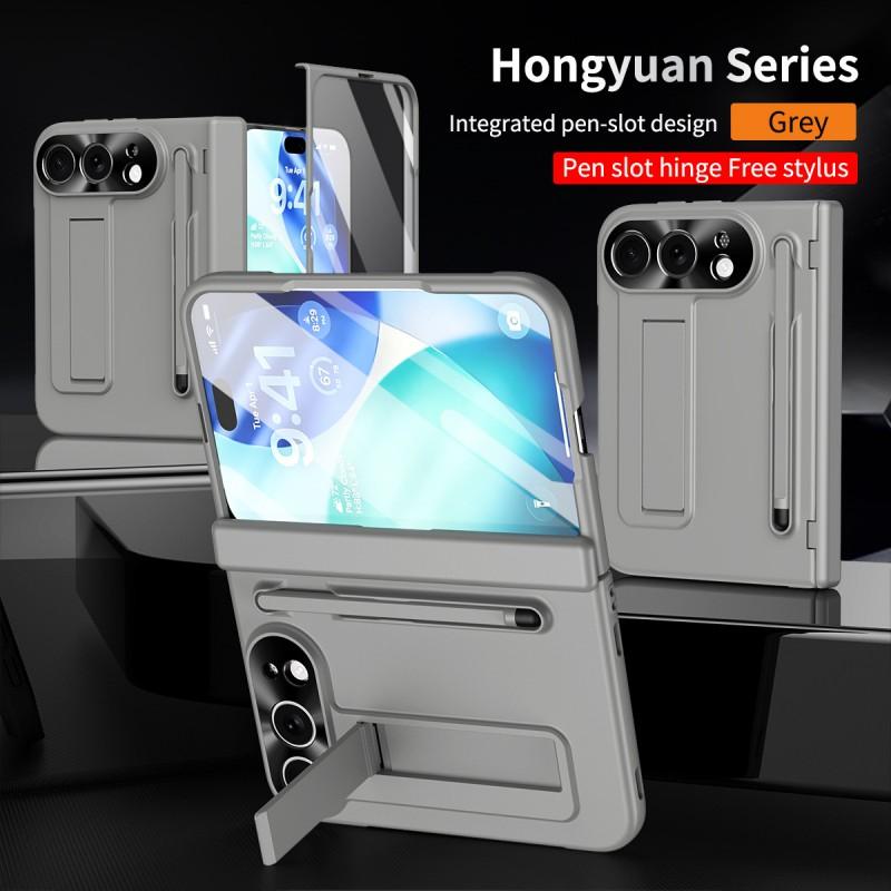 Foldable Phone Case With Pen Holder Stand Full Protection IPhone Duo Shockproof