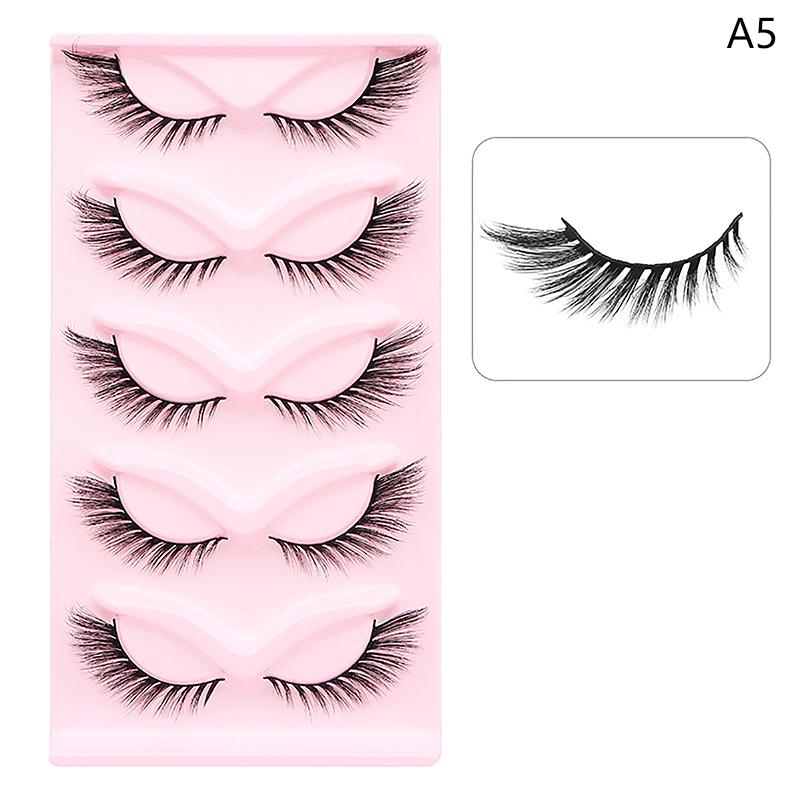 5Pairs Cat Eye 3D Mink Lashes Natural Eyelashes Winged End Eye Elongated False Eyelashes Lashes Extension
