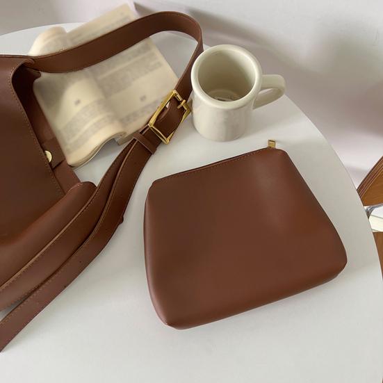 Yousheng Women Shoulder Bag Large Capacity Faux Leather Adjustable Straps Solid Color Great Load Bearing Magnet Zipper Closure Portable Lady Tote Bag