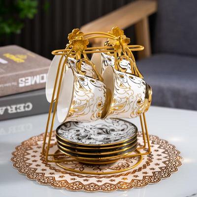Чайный сервиз Zhaoran из европейской золотой керамики с цветочным узором и подставкой
