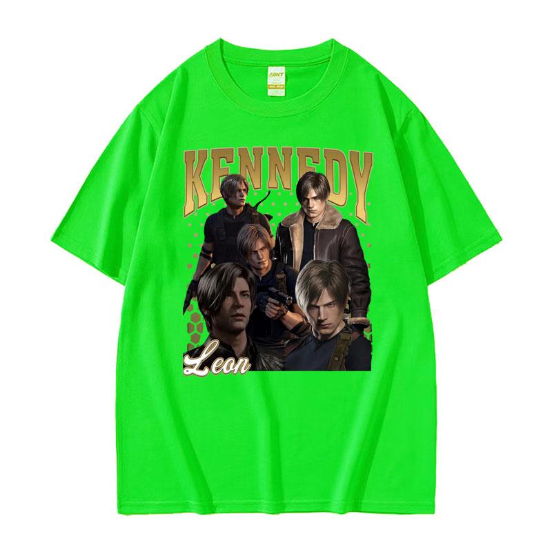 Limited Leon Kennedy Vintage Graphic T Shirt Dent Evil 4 Harajuku Movie Tee Shirt Unisex Women Fashion Oversized Tshirt Streetwear