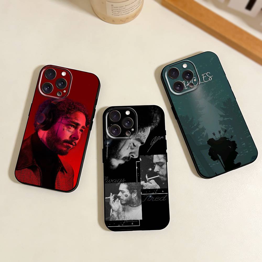 King P-Post M-Malone Phone Case For iPhone 17,16,15,14,13,12,11 Plus,Pro Max,XS,Soft Silicone Black Cover