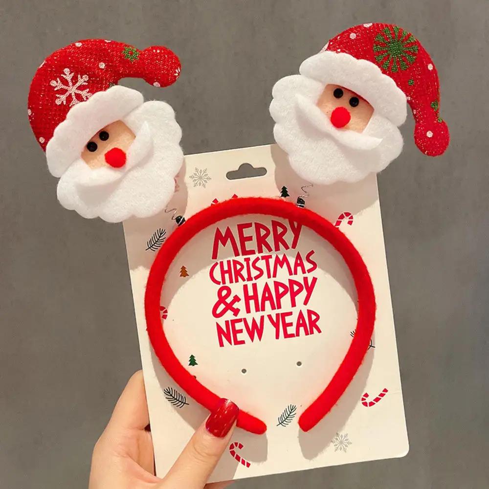 2024 New Year Christmas Hair Bands Cute Deer Horn Santa Claus Tree Headwear Hair Accessories For Xmas Gifts Party Supplies