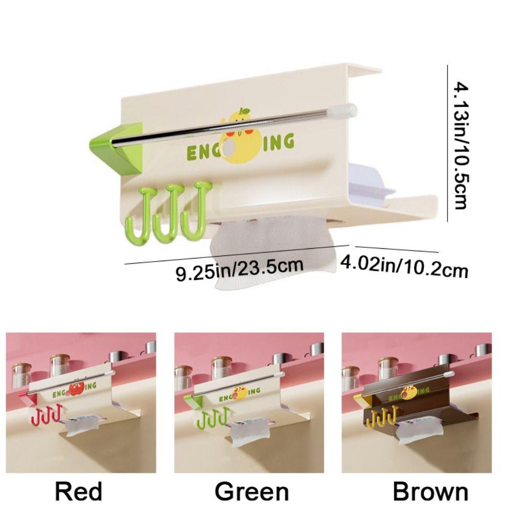 Durable Plastic Upside-Down Paper Towel Rack Wall Mounted Large Capacity Plastic Wrap Rack with Hooks Face Towel Holder for Home