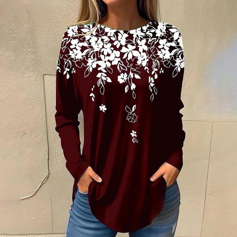 Women's 3d Print Autumn Long Sleeve Tops Women's T-Shirt O-Neck Oversized Ladies Clothin