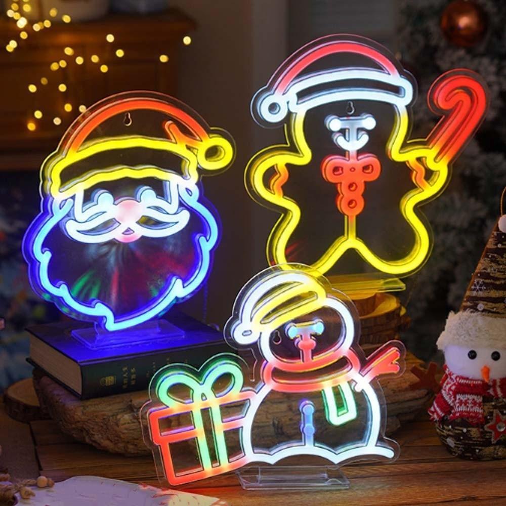 Luminous Christmas Neon Sign USB-powered Xmas Shaped Light Atmosphere Signboard Camper