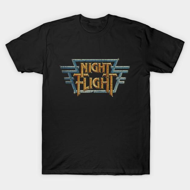 Asian Size Men Black Print T-shirt Night Flight No-Cut Heat Transfer Print Cotton Tshirt