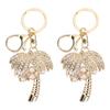 2pcs Keychain Pendants Coconut Palm Tree Shape Exquisite Rhinestone Keychain for Car Pendants Bag
