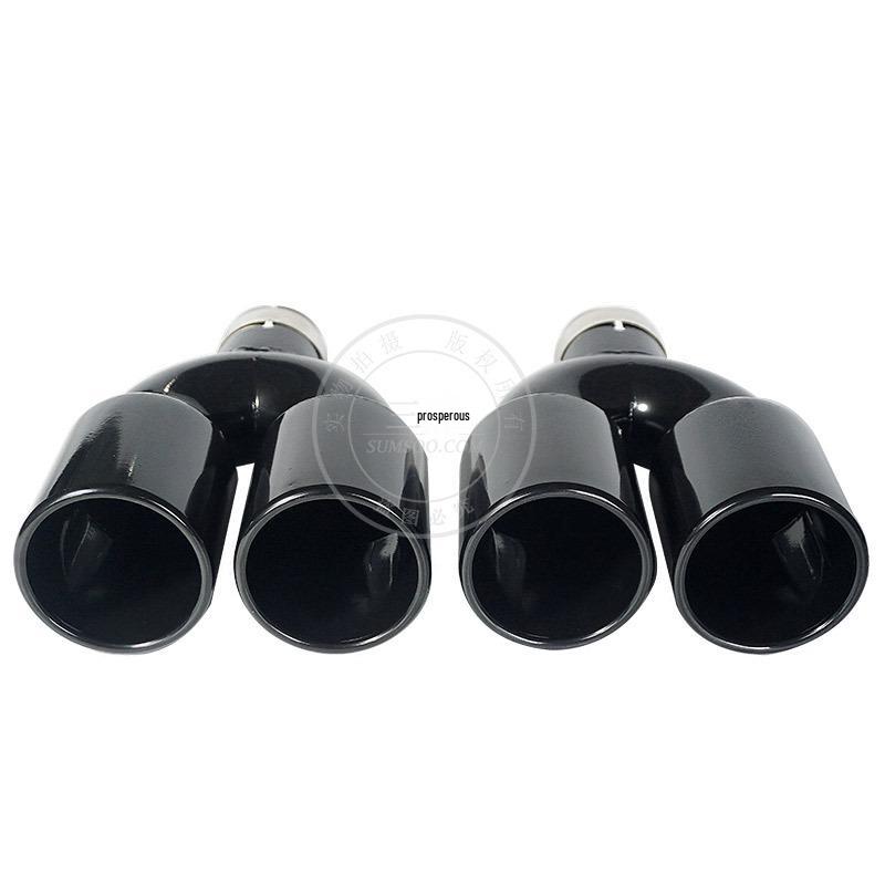 Dual Outlet Stainless Steel Exhaust Pipe - Available In Bright Black and Silver, Compatible with Various Car Models