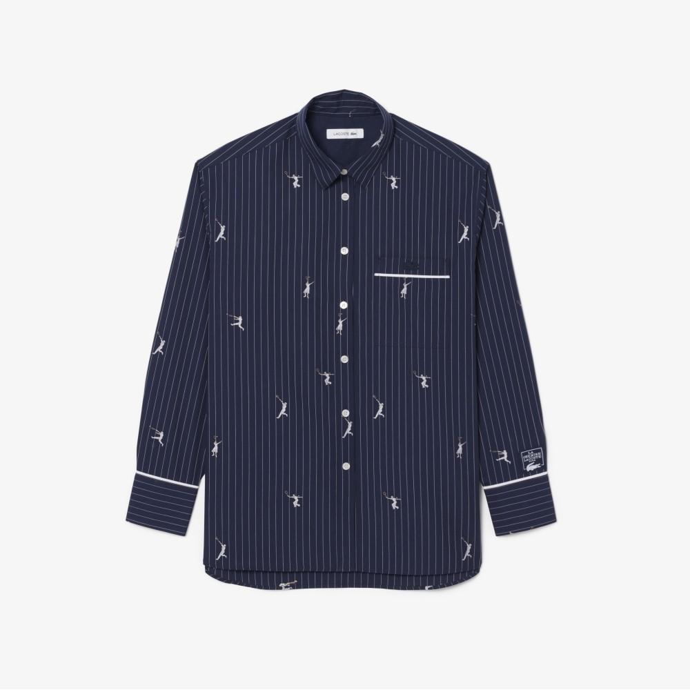 Lacoste Женская вышитая рубашка в мелкую полоску CF0586-56G525