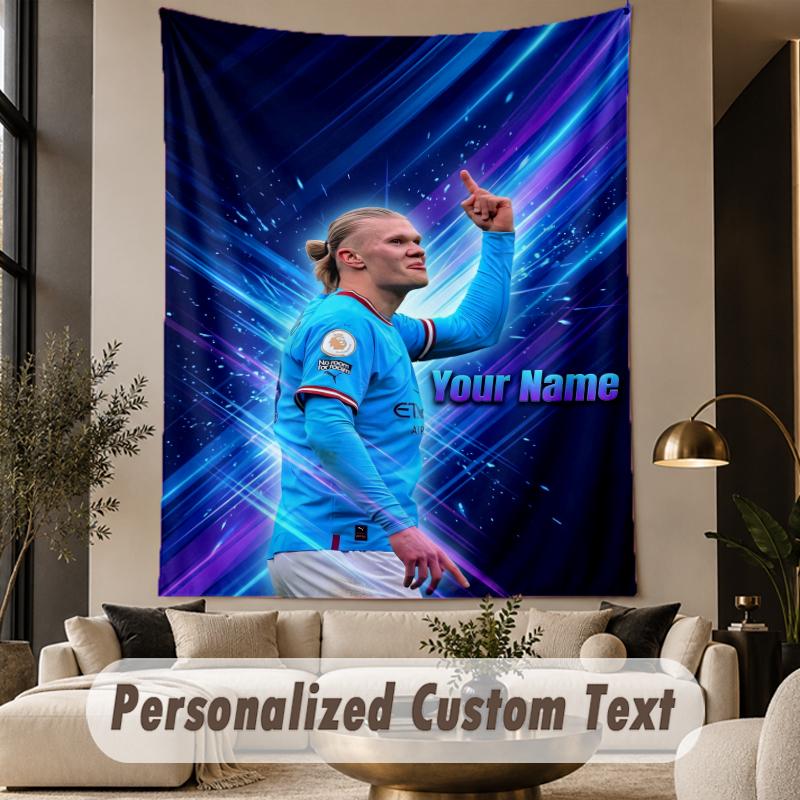 Custom Text Tapestry Erling Haaland Print Wall Tapestry Indoor Living Room Wall Decor