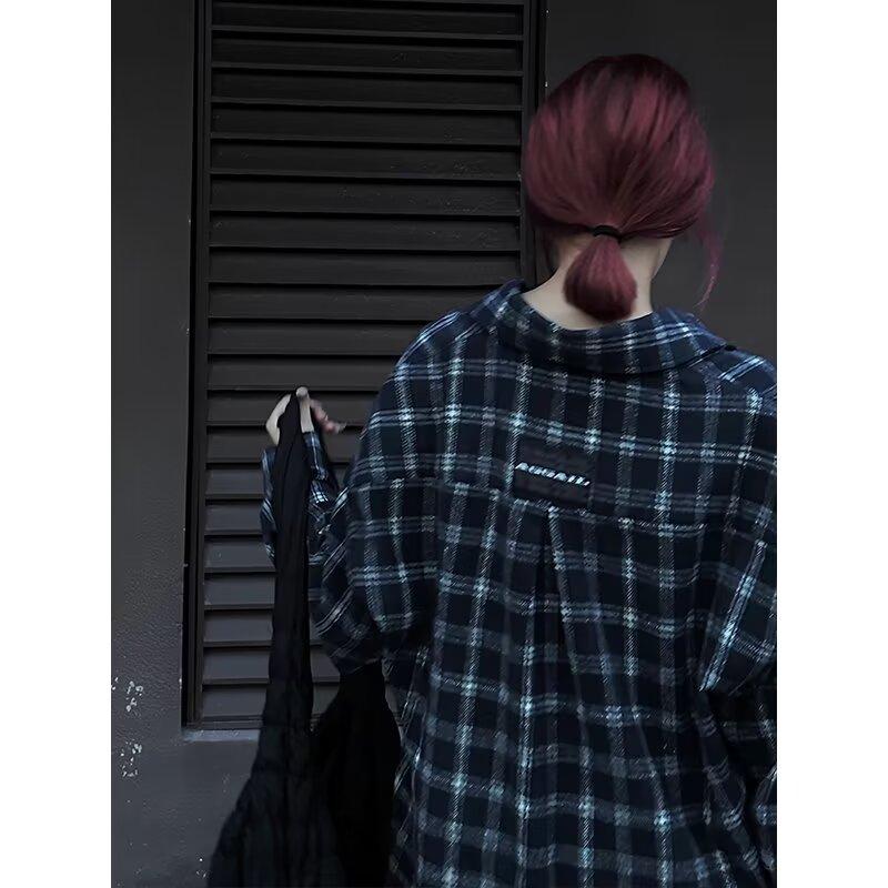 Рубашка в американскую клетку для женщин, весна и осень, новый дизайн больших размеров, цветная рубашка с длинным рукавом, высококачественное пальто для пар