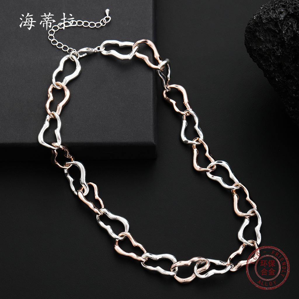 Необычное кольцо короткое ожерелье из сплава, персонализированная панк хип-хоп простая универсальная цепочка на ключицу