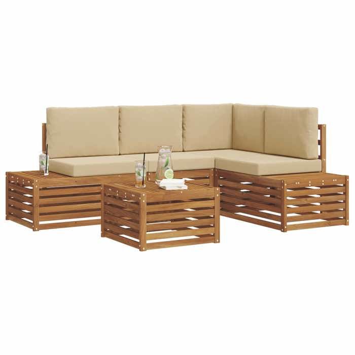 Maison Exclusive - 5 pc Ensemble de canapés d'extérieur Naturel et Beige