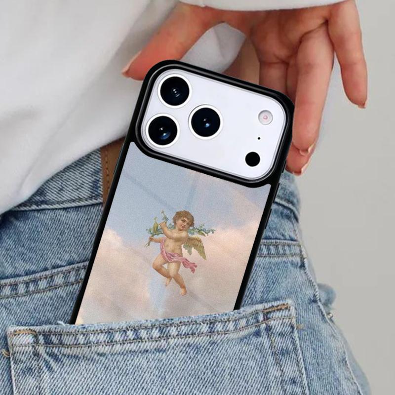 Эстетичный чехол для телефона с ангелами, облаками и небом для iPhone 16e 15 14 13 12 17 Pro Max Plus Air 17pro Чехол Coque