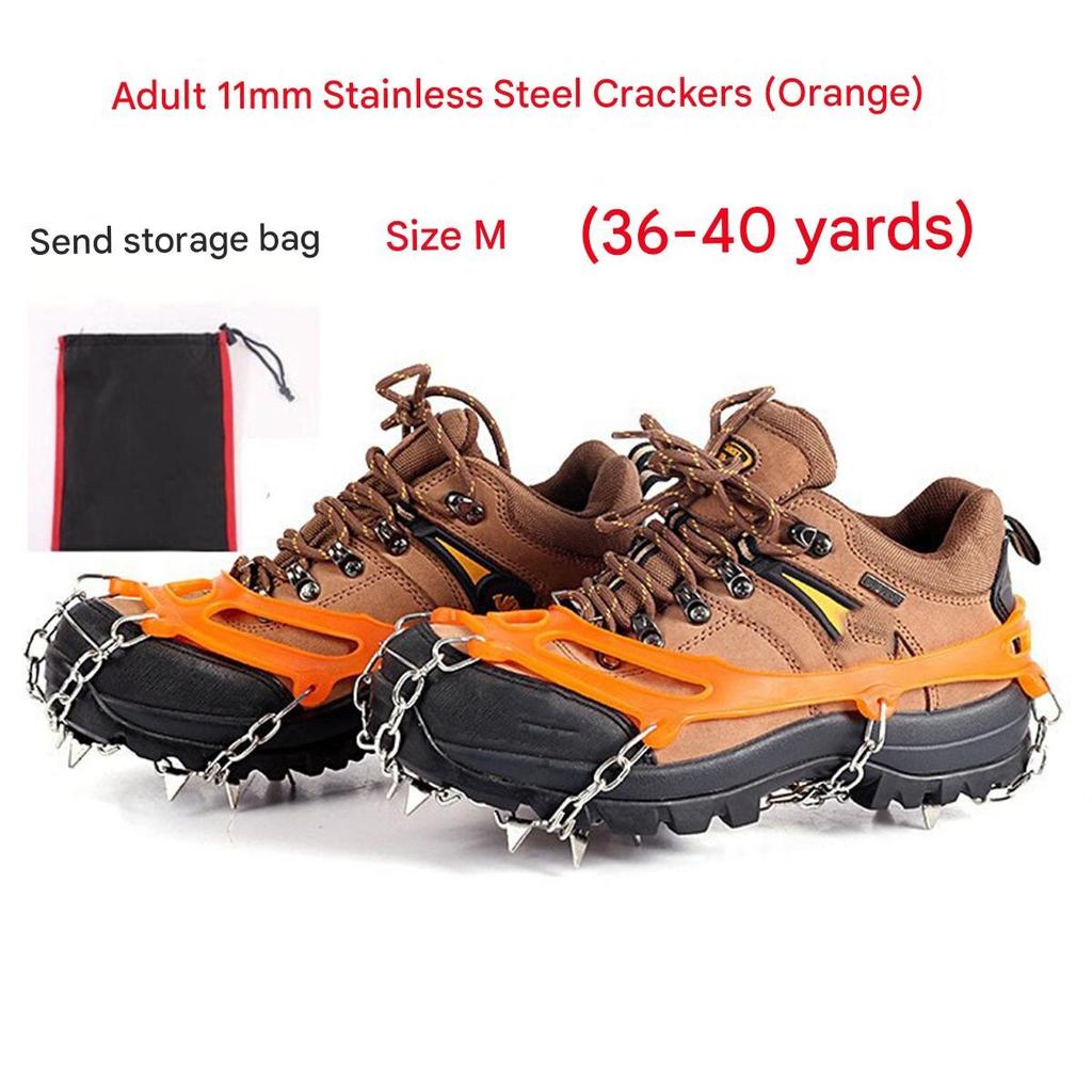 Crawlers, Anti-slip Shoe Covers, Outdoor 11-tooth Stainless Steel Snow Cleats, Professional Equipment for Men and Women, Hiking