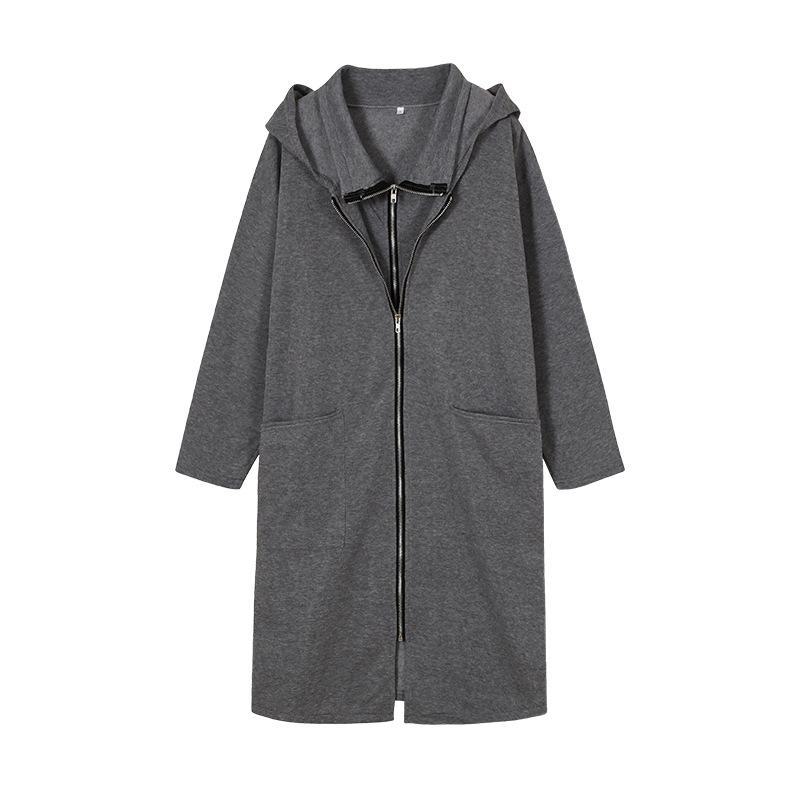 Women's 2021 Loose Fit Hooded Zipper Sweatshirt Jacket with Pockets