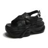 Fashion 8CM Metal Decoration Platform Sandals Women Chunky Cross Strap Gladiator Shoes Woman Summer Beach Slippers Thick Bottom Sandals