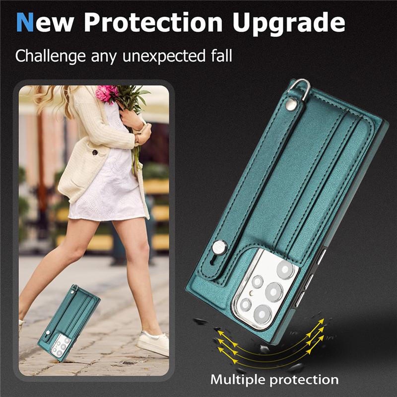 Кожаный чехол-бумажник для телефона с картой для iPhone 15 Pro Max 14 13 Plus 12 11 для Samsung Galaxy A54 A34 A14 A73 A53 A13 S23 Ultra S22 Plus с откидной крышкой-подставкой