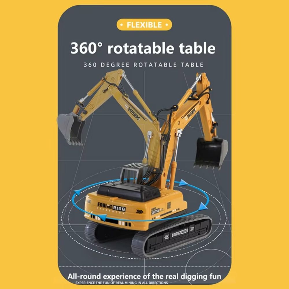 Flexible Joints Excavator Model Toy Rotatable Construction Vehicle Model  Collection