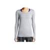 Solid Color Crew Neck Long Sleeve Running Training T-Shirt Women Tops Gray 644684-012