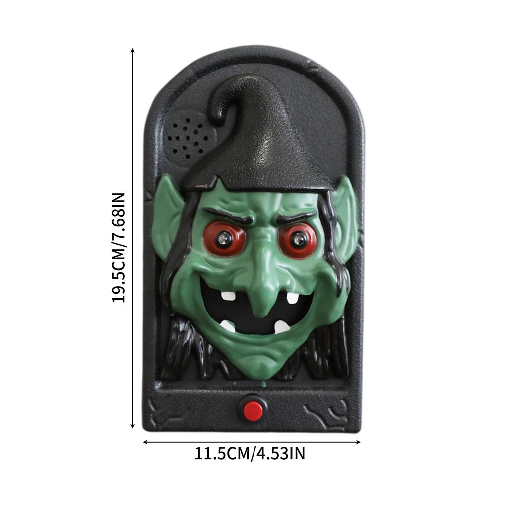 Halloween Doorbell Decoration,Animated Skulls Doorbell with Spooky Sounds,Decor with Lightup Eyeball,Halloween Pumpkin Doorbell