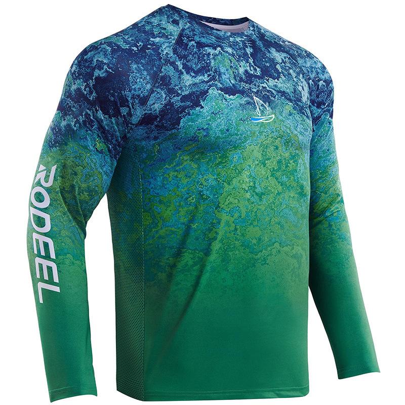 European and American cross-border outdoor fishing men's T-shirt camouflage long-sleeved fast-drying breathable fishing T-shirt casual sports long
