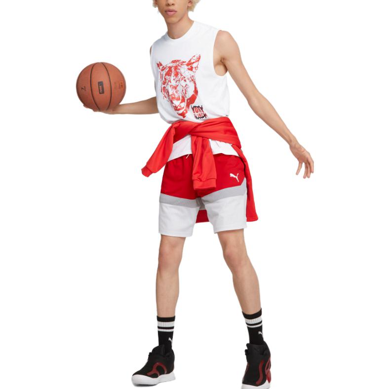 Puma Fast Break Animal Print Round Neck Sports Basketball жилет мужской жилет белый 536502-01