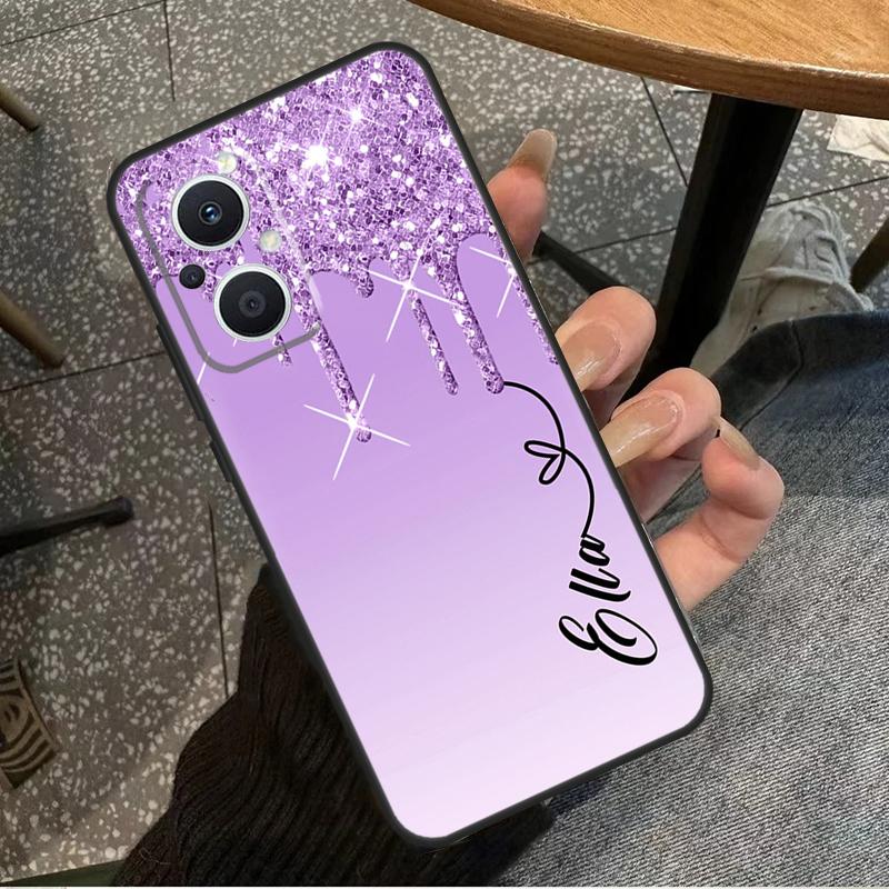 Personalised Glitter Name Case For OPPO Reno 8 7 6 5 4 Lite 2Z 4Z 5Z 8T 10 OPPO Find X5 X6 Pro X2 Lite X3 Neo Cover