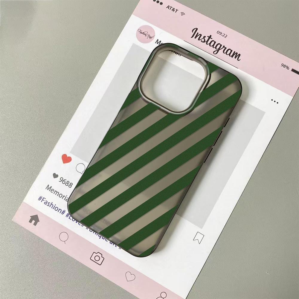 Ретро-чехол для телефона с зеленой диагональной полоской для IPhone 11Pro 13 15 Plus 14 12Pro 16 17 Pro Max Case 17Air Прозрачный мягкий чехол