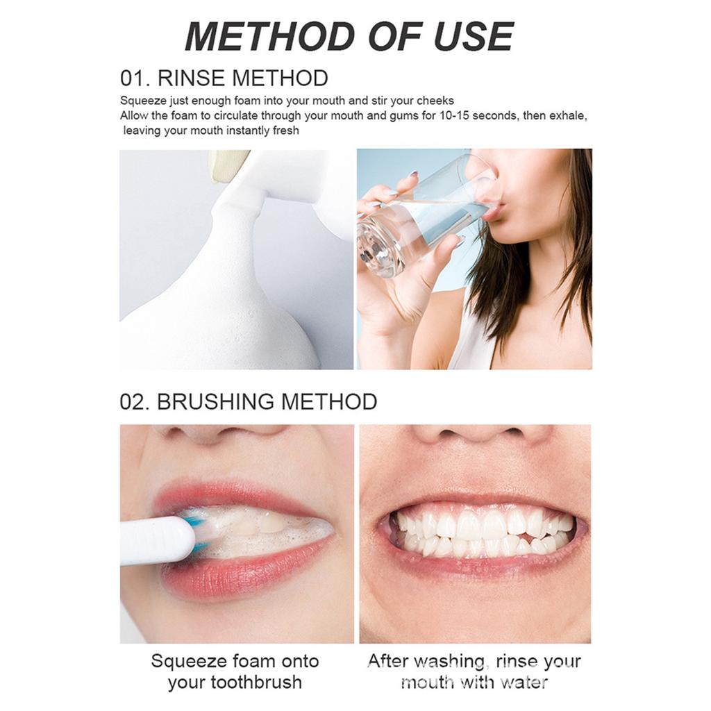 Teeth Whitening Teeth Cleaning Foam Refreshing Breath Deep Cleansing Toothpaste, Fresh Mouth Toothpaste,60ML