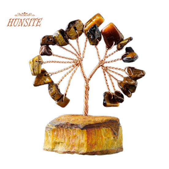 Красочный орнамент из натурального камня с основанием, денежное дерево с положительной целебной энергией