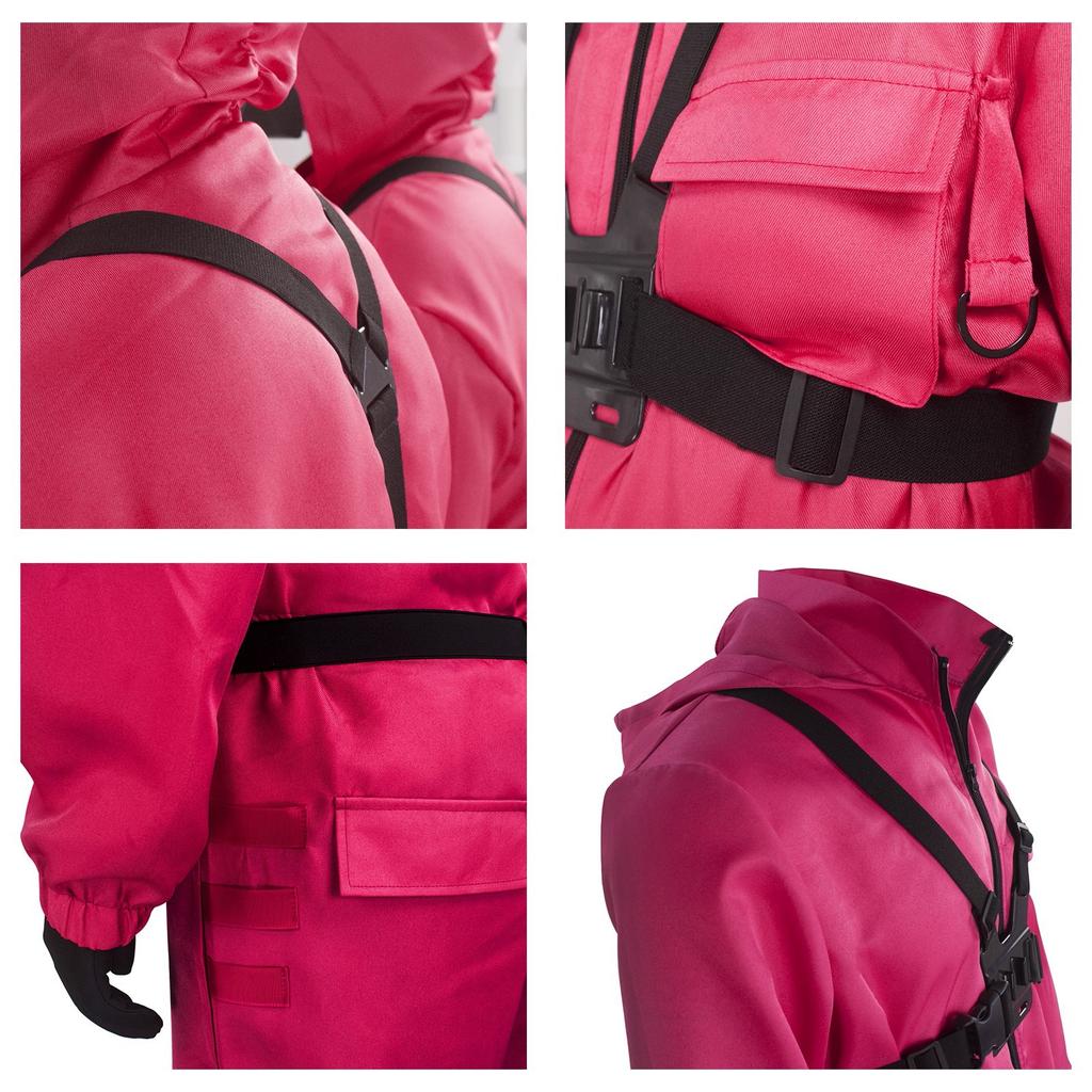 Adult Long Sleeved Solid Color Red Jumpsuit Cosplay Clothing